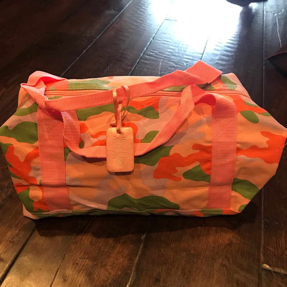 Neiman Marcus large convertible pink camo tote bags